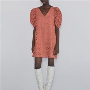 NWT Zara Eyelet Balloon Sleeve Dress, Sz. L